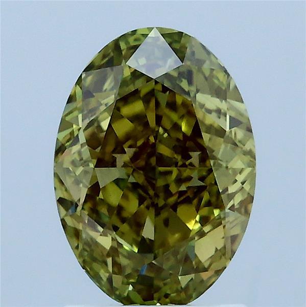 1.93ct Oval FANCY INTENSE YELLOWISH GREEN VS1 Lab Created Diamond