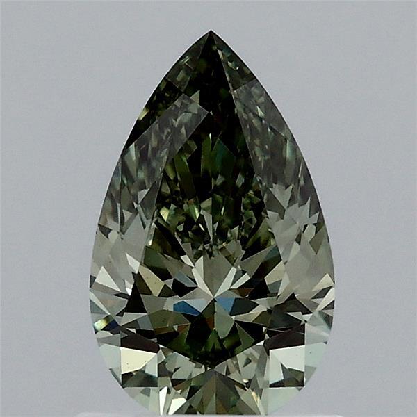 0.97ct Pear FANCY VIVID GREEN VS1 Lab Created Diamond