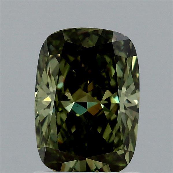 1.43ct Cushion FANCY VIVID GREEN VS2 Lab Created Diamond