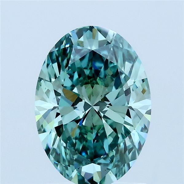 1.5ct Oval FANCY VIVID GREEN VS1 Lab Created Diamond