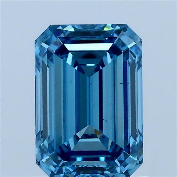 1.53ct Emerald FANCY VIVID BLUE VS1 Lab Created Diamond