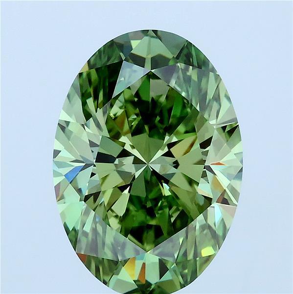 4.02ct Oval FANCY VIVID GREEN VVS2 Lab Created Diamond