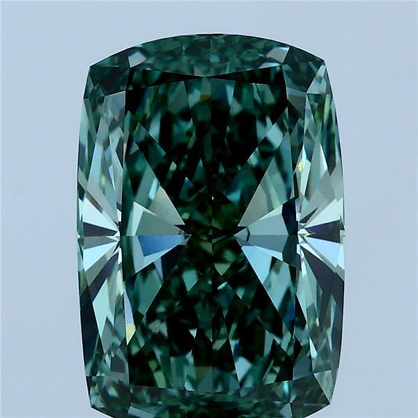 4.06ct Cushion FANCY VIVID GREEN VVS2 Lab Created Diamond