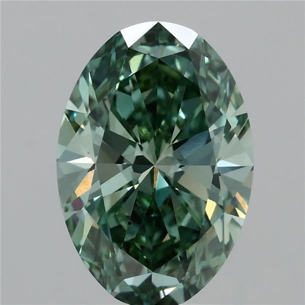 3.52ct Oval FANCY VIVID GREEN VS2 Lab Created Diamond