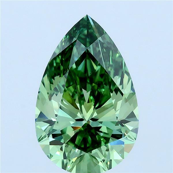 3.02ct Pear FANCY VIVID GREEN VS1 Lab Created Diamond