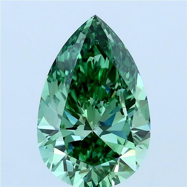4ct Pear FANCY VIVID GREEN VS2 Lab Created Diamond