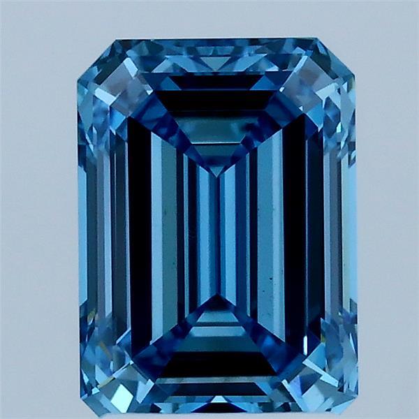 2ct Emerald FANCY VIVID BLUE VS2 Lab Created Diamond