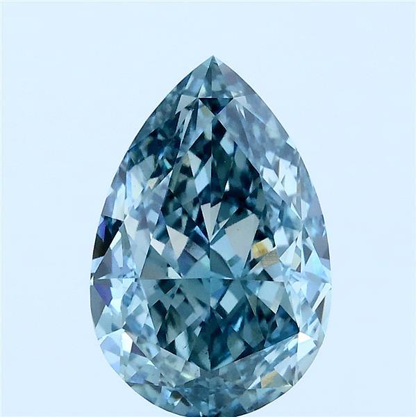 3.08ct Pear FANCY INTENSE GREENISH BLUE VS2 Lab Created Diamond