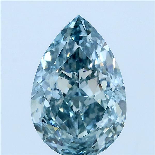 2.64ct Pear FANCY INTENSE BLUISH GREEN VS1 Lab Created Diamond