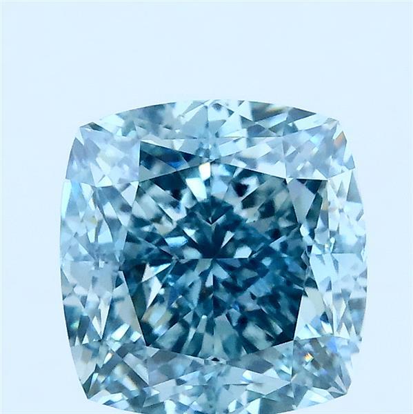 3.01ct Cushion FANCY VIVID GREENISH BLUE VVS2 Lab Created Diamond