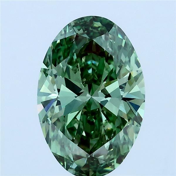 1.57ct Oval FANCY VIVID GREEN VS1 Lab Created Diamond
