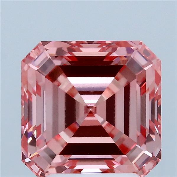 3.21ct Asscher FANCY VIVID PINK VVS2 Lab Created Diamond