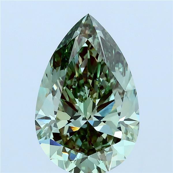 4.05ct Pear FANCY VIVID GREEN VVS2 Lab Created Diamond