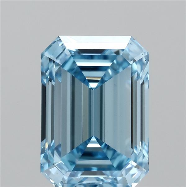 2.05ct Emerald FANCY VIVID BLUE VS1 Lab Created Diamond