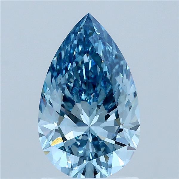 1.5ct Pear FANCY VIVID BLUE VS2 Lab Created Diamond