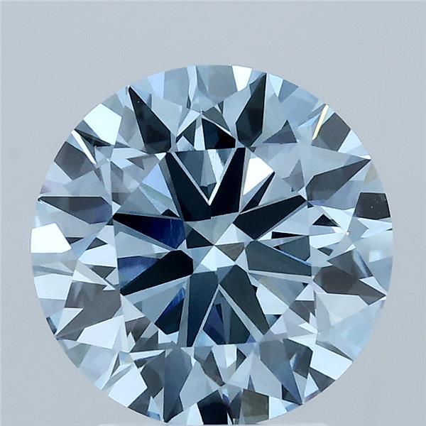 3.02ct Round FANCY VIVID BLUE VVS2 Lab Created Diamond