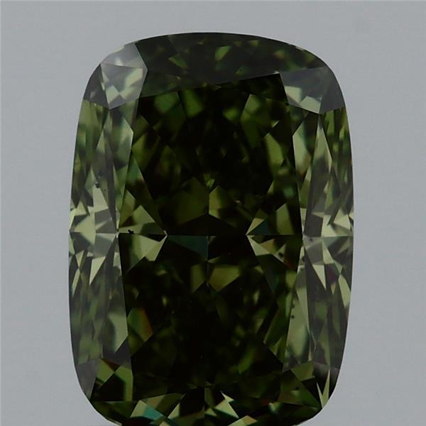2ct Cushion FANCY VIVID GREEN VS2 Lab Created Diamond