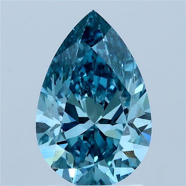 2ct Pear FANCY VIVID GREENISH BLUE VS1 Lab Created Diamond
