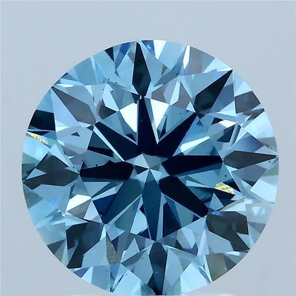 3ct Round FANCY VIVID BLUE VS1 Lab Created Diamond