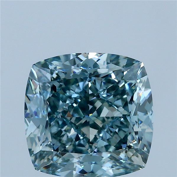4.02ct Cushion FANCY INTENSE GREEN BLUISH VS1 Lab Created Diamond