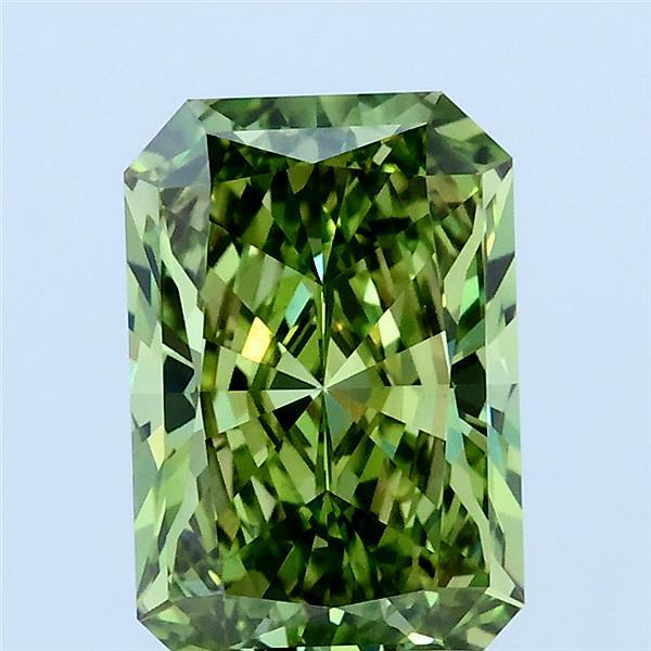 2.17ct Radiant FANCY VIVID GREEN VVS2 Lab Created Diamond