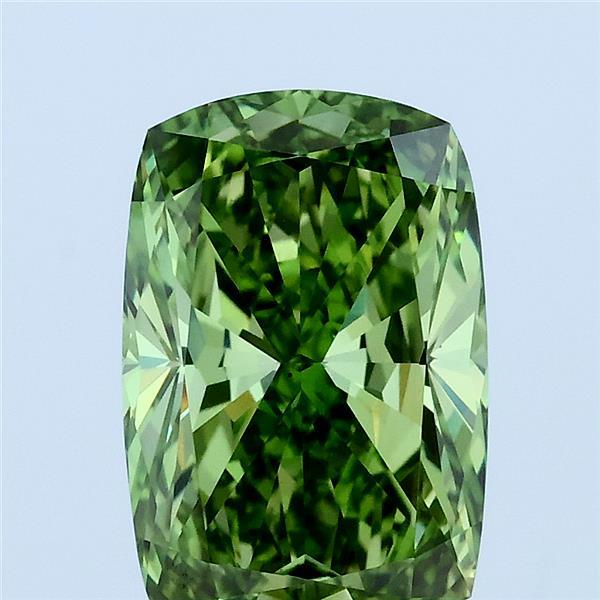 3ct Cushion FANCY VIVID GREEN VS1 Lab Created Diamond
