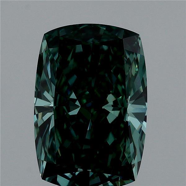 3.03ct Cushion FANCY VIVID GREEN VVS2 Lab Created Diamond