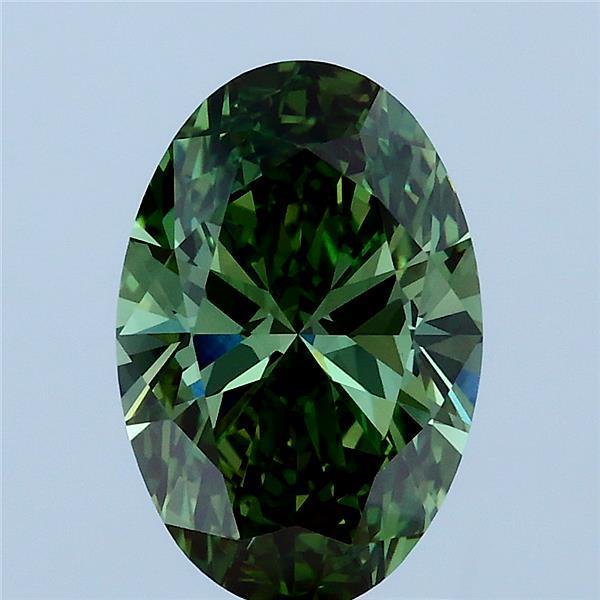 2.01ct Oval FANCY VIVID GREEN VVS2 Lab Created Diamond
