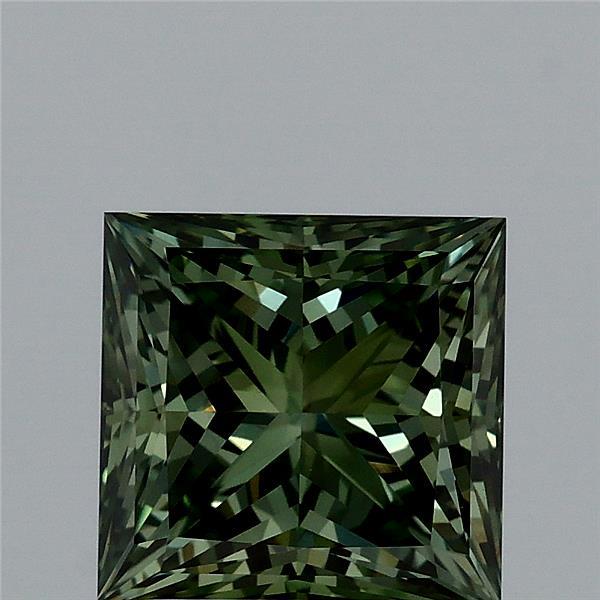 2.22ct Princess FANCY VIVID GREEN VVS2 Lab Created Diamond