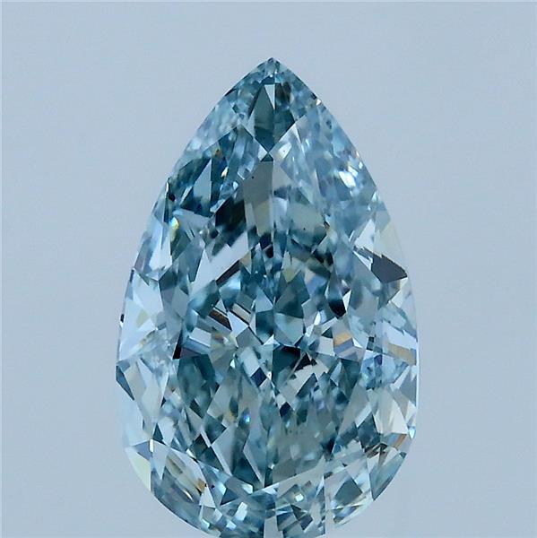 2.51ct Pear FANCY INTENSE BLUE GREENISH VS1 Lab Created Diamond