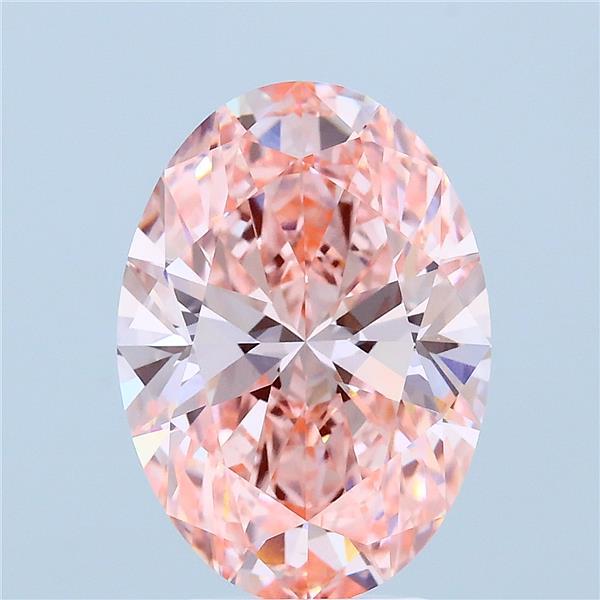 4ct Oval FANCY VIVID PINK VVS2 Lab Created Diamond