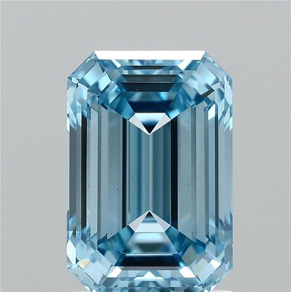 2ct Emerald FANCY VIVID BLUE VS1 Lab Created Diamond