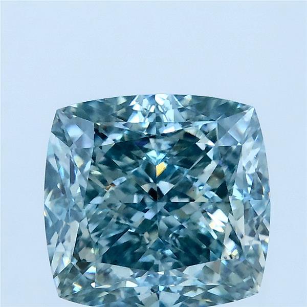 3.19ct Cushion FANCY INTENSE BLUISH GREEN VVS2 Lab Created Diamond