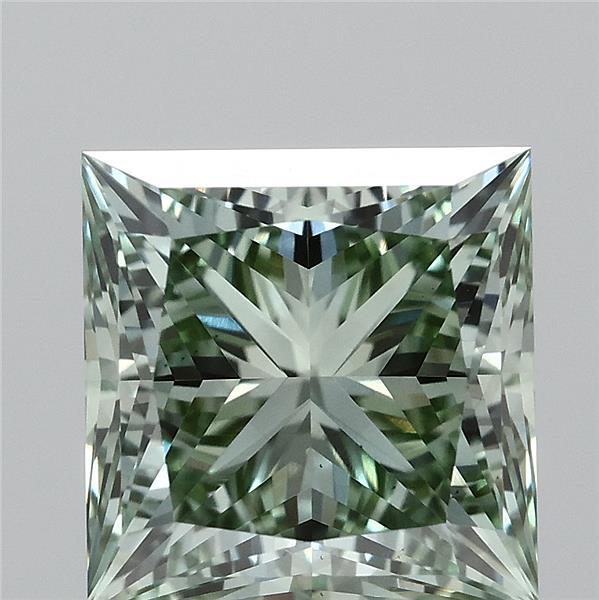 2.1ct Princess FANCY VIVID GREEN VS1 Lab Created Diamond
