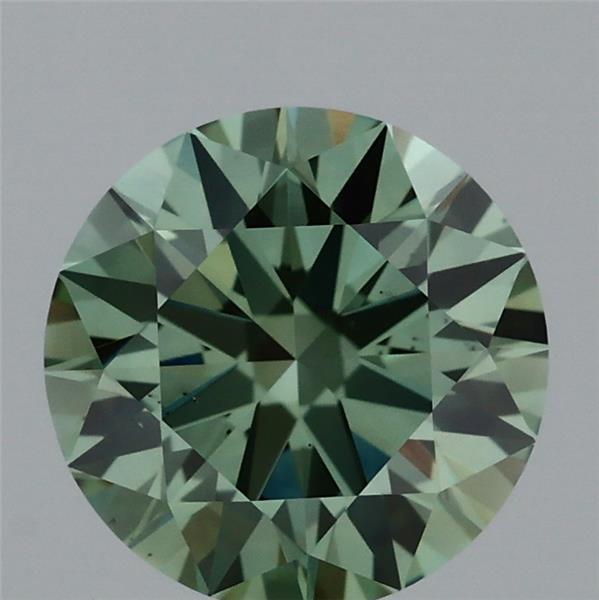 1.37ct Round FANCY VIVID GREEN VS2 Lab Created Diamond