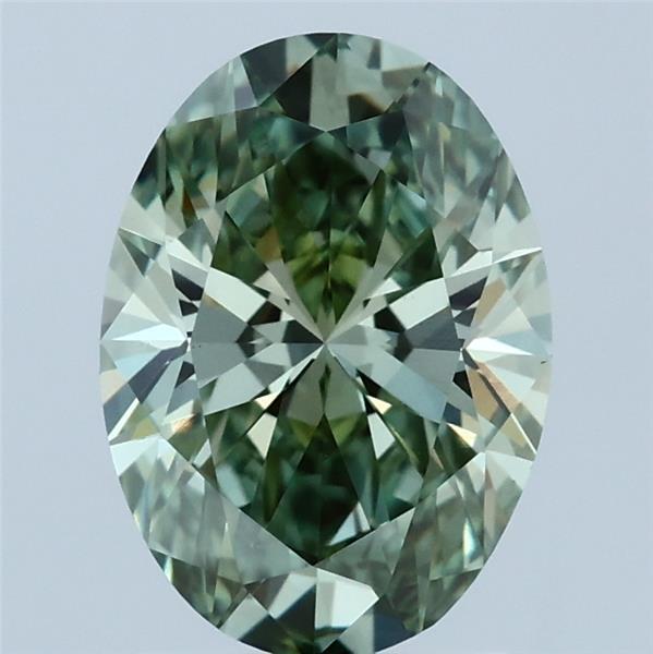 1.89ct Oval FANCY VIVID GREEN VS1 Lab Created Diamond