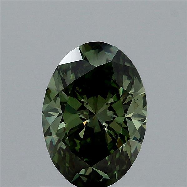 1.12ct Oval FANCY VIVID GREEN VS2 Lab Created Diamond