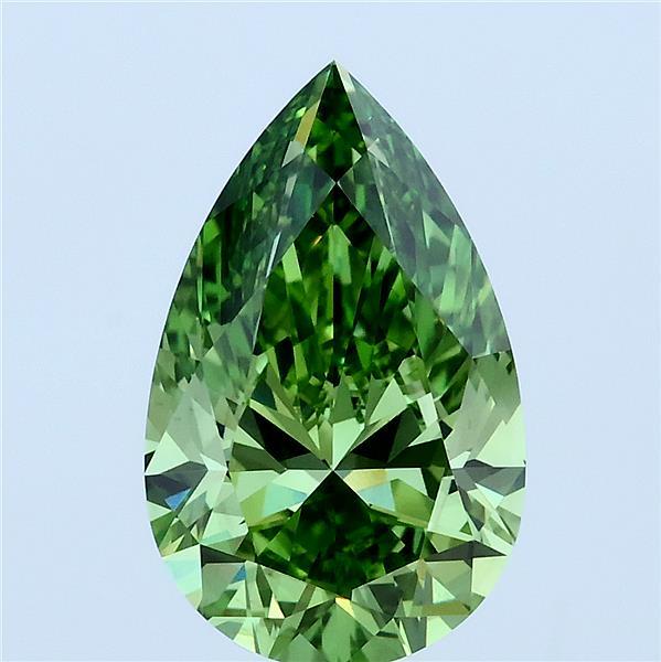 3ct Pear FANCY VIVID GREEN VS1 Lab Created Diamond