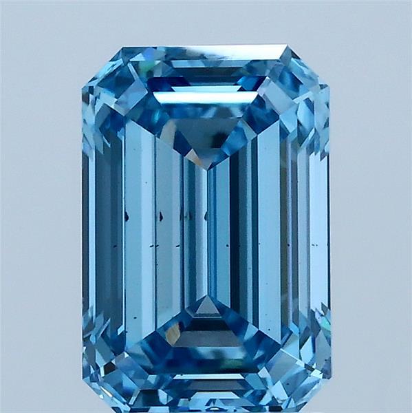 2.06ct Emerald FANCY VIVID BLUE VS2 Lab Created Diamond