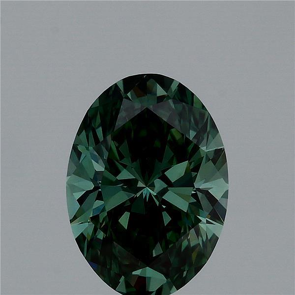 2.05ct Oval FANCY VIVID GREEN VVS2 Lab Created Diamond