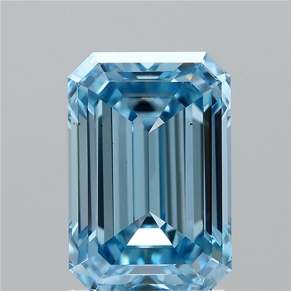 2ct Emerald FANCY VIVID BLUE VS1 Lab Created Diamond
