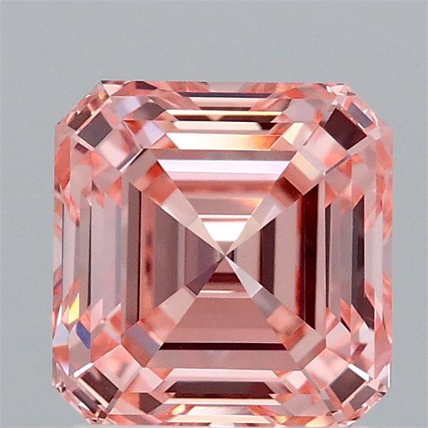 1.91ct Asscher FANCY VIVID PINK VVS2 Lab Created Diamond