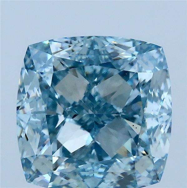 5.08ct Cushion FANCY INTENSE GREENISH BLUE VS1 Lab Created Diamond
