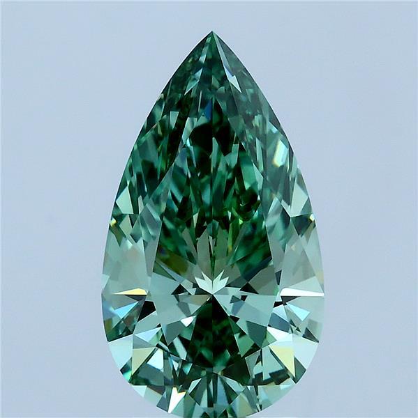 3.05ct Pear FANCY VIVID GREEN VVS2 Lab Created Diamond