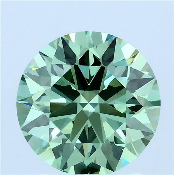 2.04ct Round FANCY VIVID GREEN VVS2 Lab Created Diamond