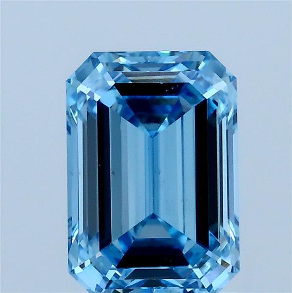 1.63ct Emerald FANCY VIVID BLUE VS2 Lab Created Diamond