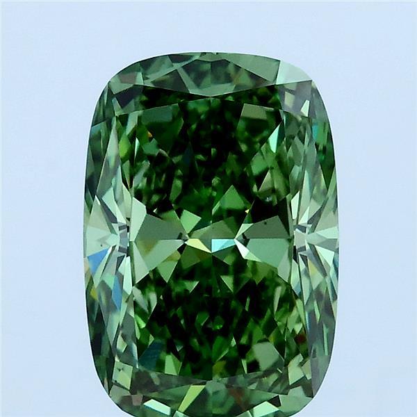 3ct Cushion FANCY VIVID GREEN VS1 Lab Created Diamond