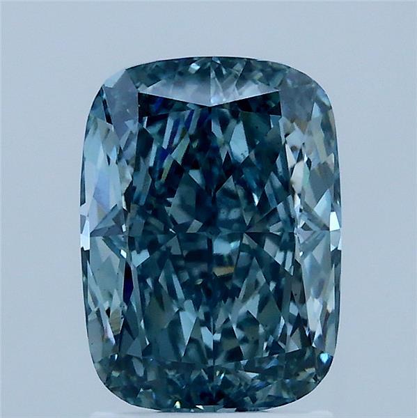 2.09ct Cushion FANCY VIVID GREEN BLUISH VS1 Lab Created Diamond