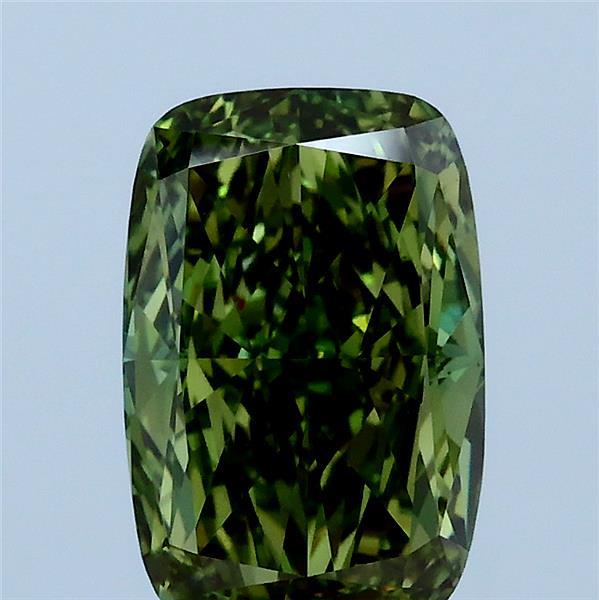 2.04ct Cushion FANCY VIVID GREEN VS1 Lab Created Diamond