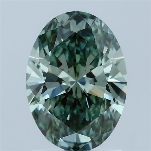 1.51ct Oval FANCY VIVID GREEN VS1 Lab Created Diamond